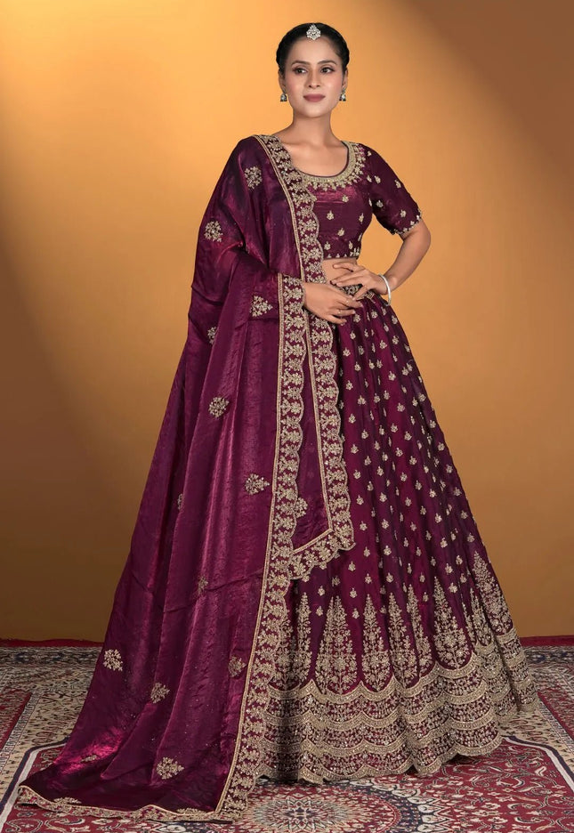 Wine Fendy Fabric Lehenga Choli For Women - Gajiwala